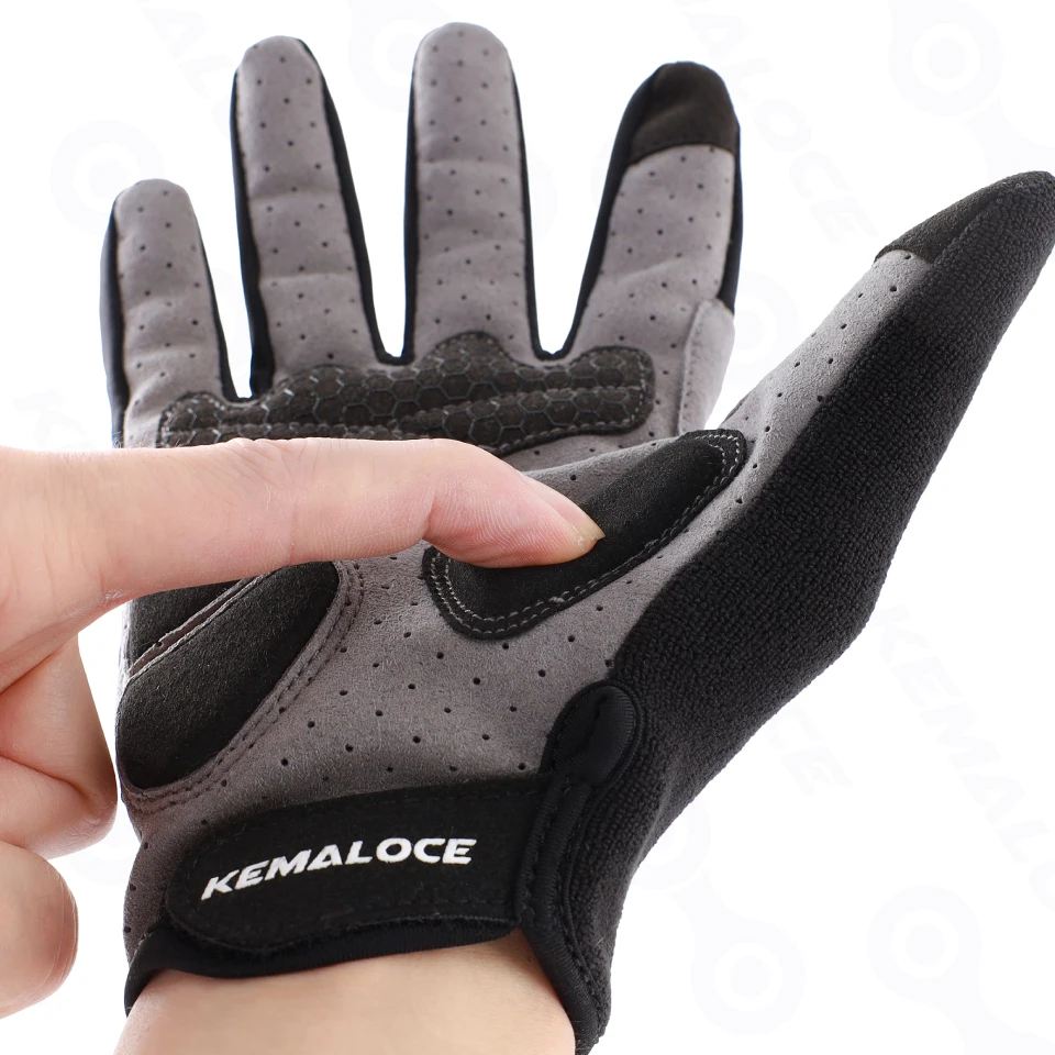 Guanti da ciclismo KEMALOCE guanti da moto da uomo e da donna con dita intere invernali guanti da bici in tessuto termico in pile bianco e nero 6