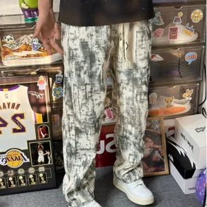 Autunno Inverno High Street Retro Tie-Dye Pantaloni casual a gamba dritta Stile uomo Pantaloni stile sportivo larghi Uomo Abbigliamento casual maschile 1