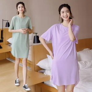 T-shirt da donna in seta di ghiaccio, manica corta, ampia, estiva, per la casa, abbigliamento casual da esterno, nuova vendita calda della stagione, base per il sonno 1