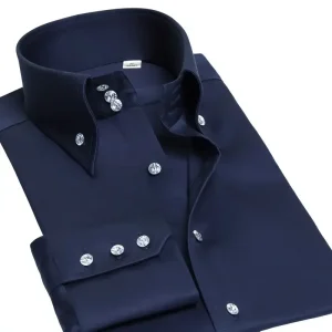 Camicie eleganti da uomo camicia con colletto formale Non stirante moda coreana Slim tinta unita camicia Casual da lavoro bianca primavera autunno 1