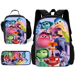 set da pezzi Divertente film Inside Out Zaino scolastico per bambini con borse per il pranzo, borse per matite, borse per la scuola per ragazzi e ragazze, miglior regalo 1
