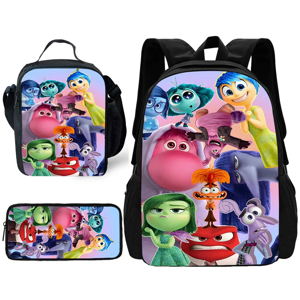 set da pezzi Divertente film Inside Out Zaino scolastico per bambini con borse per il pranzo, borse per matite, borse per la scuola per ragazzi e ragazze, miglior regalo 1