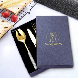 Posate di diamanti di lusso Oro Argento Argenteria Stoviglie Forchetta Cucchiaio Coltello Cucina di casa Stoviglie Fornitura di nozze 1