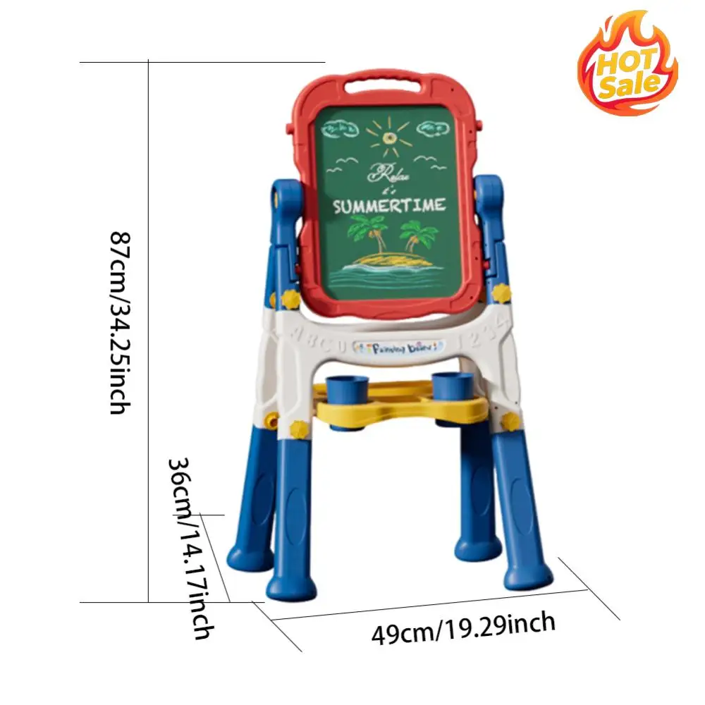 Cavalletto bifacciale girevole in piedi Cavalletto regolabile per scrittura e graffiti Tavolo da disegno magnetico per bambini piccoli, ragazzi e ragazze 6