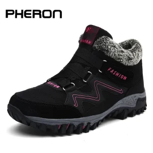 Stivali da donna feron donna tenere al caldo con pelliccia stivali da neve impermeabili da esterno Sneakers da viaggio scarpe da trekking corte in peluche 1