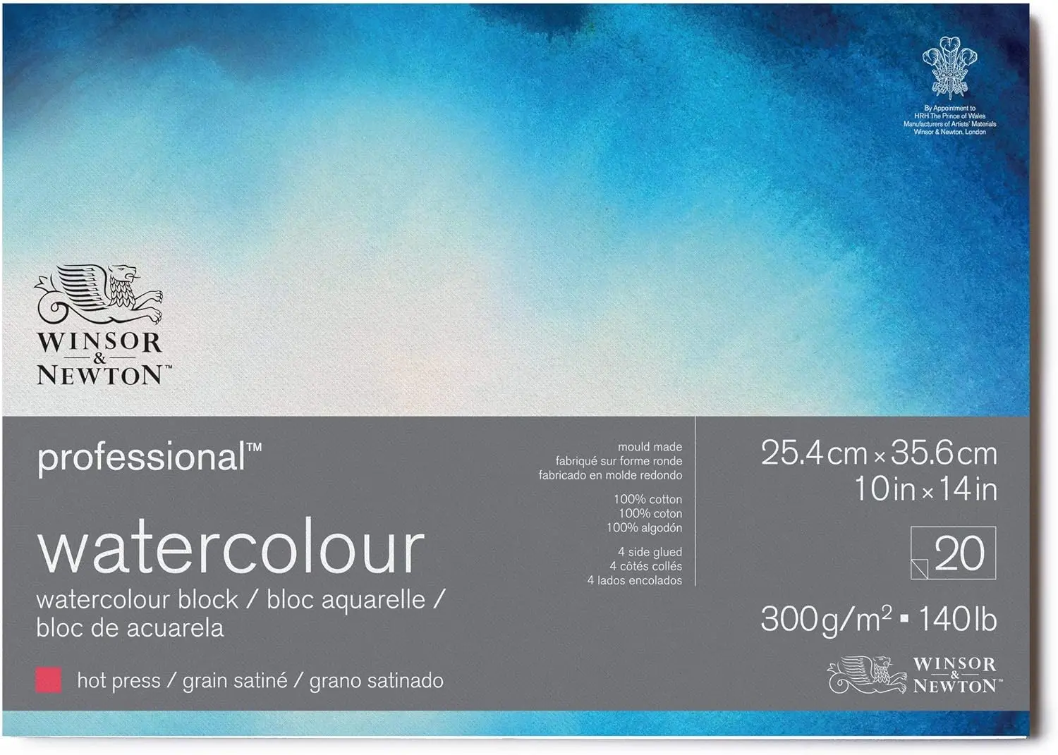 Blocco di carta professionale per acquerello Winsor & Newton, 10" x 14", pressato a freddo, pressato a caldo, grezzo 3