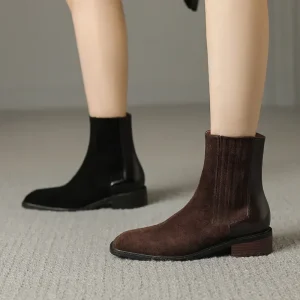 2025 Nuovo autunno/Witner Kid Stivali da donna in pelle scamosciata Stivaletti Scarpe da donna Stivali Chelsea retrò Scarpe fatte a mano in vera pelle 1