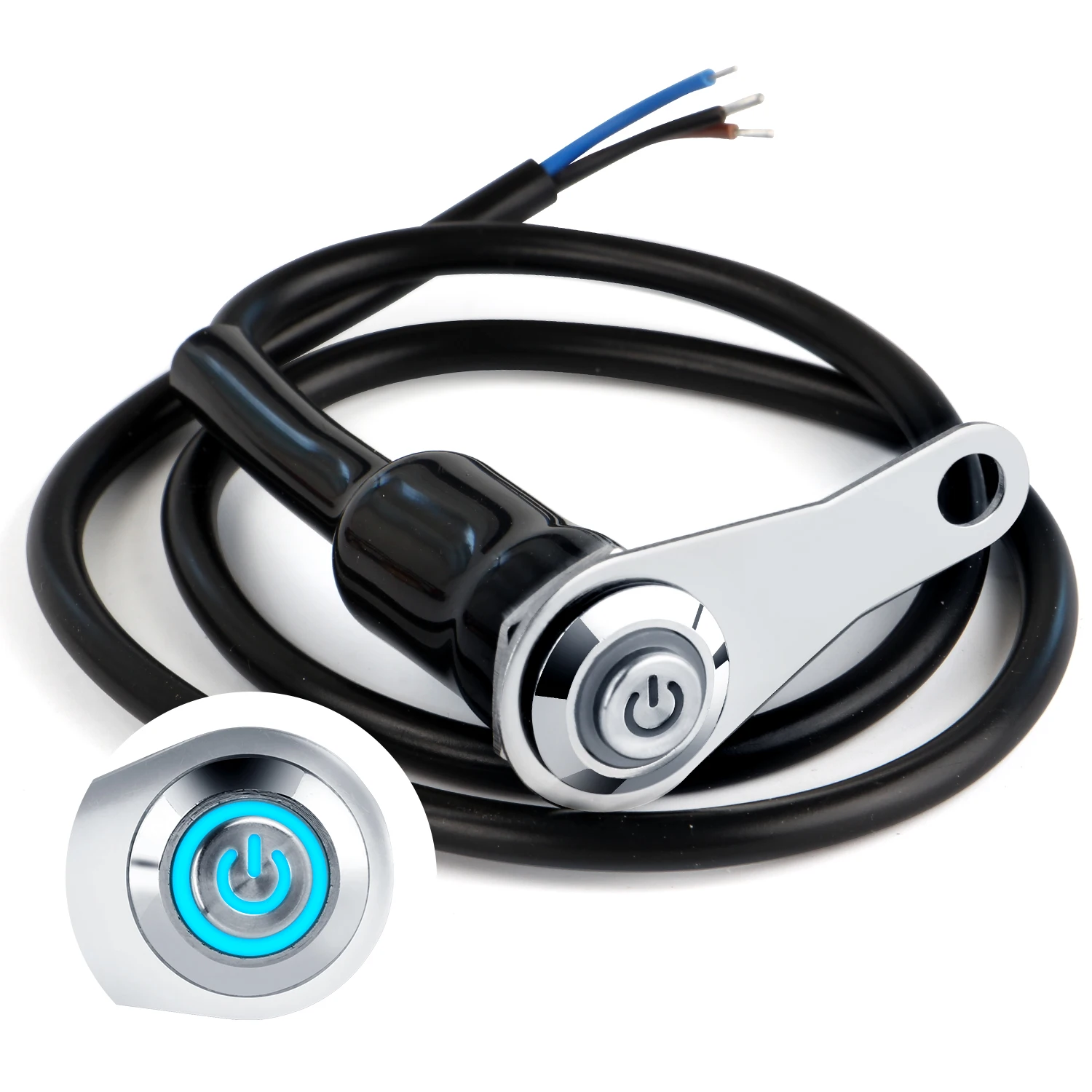 Interruttori manubrio moto LED blu - Acciaio inossidabile 12V con pulsante di controllo fendinebbia, adatti per bici da turismo da strada 5