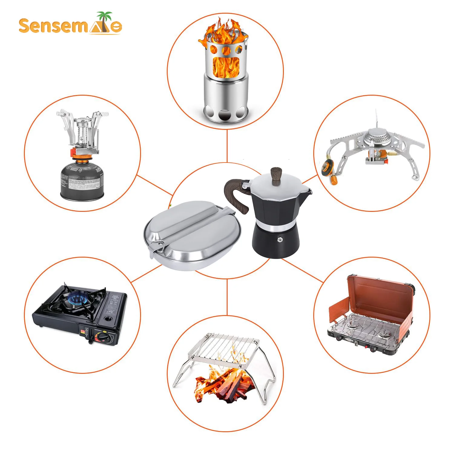 Kit da campeggio Set di posate da campeggio per 2 persone Set di posate da campeggio in acciaio inossidabile Scatola di posate portatile Kit di pentole da escursionismo leggero in scatola di metallo 5