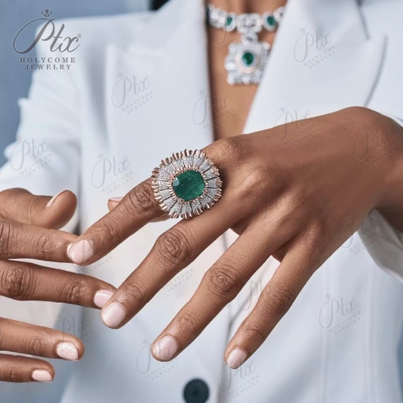 ptx Gioielli Personalizzati Oro 18K/14K/10K/9K e Anelli/Collane/Orecchini in Argento S925 Coltivazione in Laboratorio Personalizzazione Colombia/Smeraldo Zombiano 5