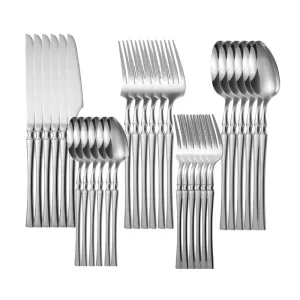 30/40/60 pezzi Set di posate in argento Stoviglie in acciaio inossidabile Coltello Forchetta Cucchiaio da caffè Stoviglie Lavabile in lavastoviglie Posate per la cena 1