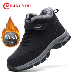 Stivali da neve da uomo di marca Sneakers impermeabili Stivali da donna in peluche super caldi Stivali da trekking per coppia antiscivolo per esterni Scarpe da lavoro invernali 1