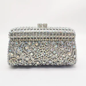 Pochette da donna in cristallo con strass argento Borsa elegante in oro con grandi diamanti Pochette da ballo per feste da donna Borse da donna Regalo 1