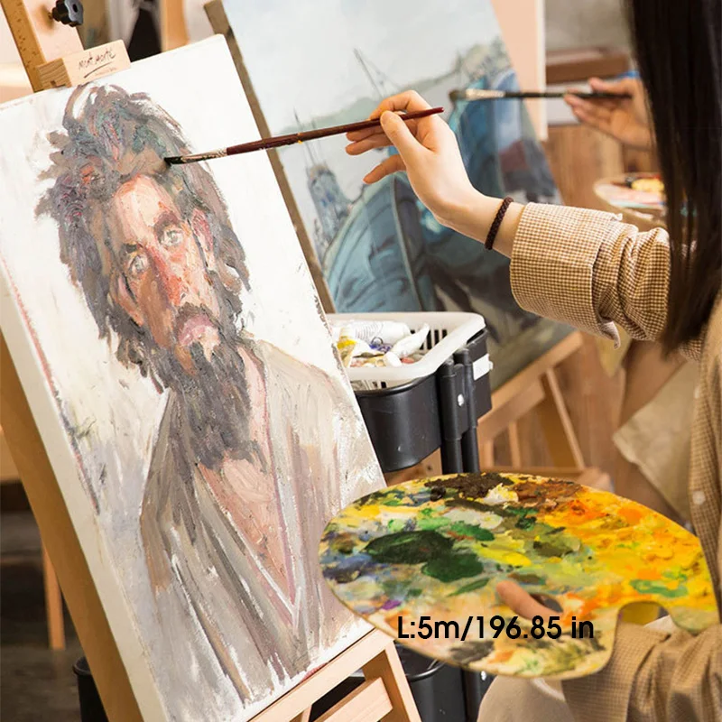 Rotolo di tela oliata specializzata da 5 m/rotolo, 420 g/ ㎡ , Adatto per pittura a olio, acrilico, pigmenti alkico, materiali artistici, 28 cm, 38 cm, 48 cm di larghezza, 6