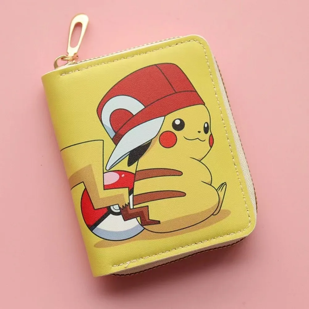 NUOVO portafoglio Pokemon portamonete carino cartone animato giapponese intorno ai portafogli Pikachu portafoglio in pelle moda con cerniera regalo di compleanno per bambini 5