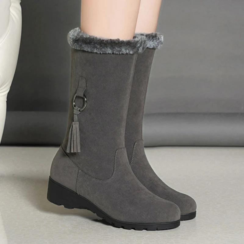 BCEBYL Autunno e Inverno Moda Nuovo Casual Plus Velluto Caldo Punta Rotonda Cerniera Tinta Unita Comodi Stivaletti da Donna 5