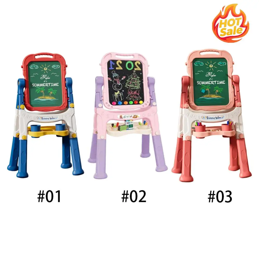 Cavalletto bifacciale girevole in piedi Cavalletto regolabile per scrittura e graffiti Tavolo da disegno magnetico per bambini piccoli, ragazzi e ragazze 2