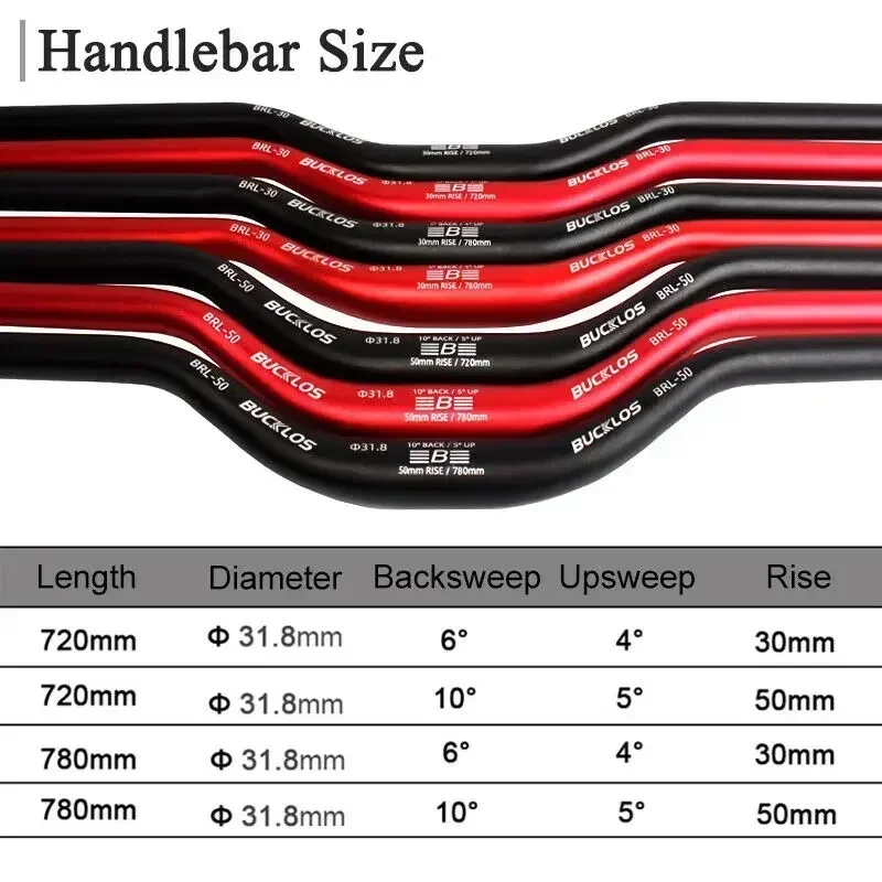 BUCKLOS Mountain Bike Manubrio 31.8mm 25.4mm Bicicletta Riser Bar 620/660/720/780mm In Lega di Alluminio MTB Manubrio Parti di Ciclismo 3