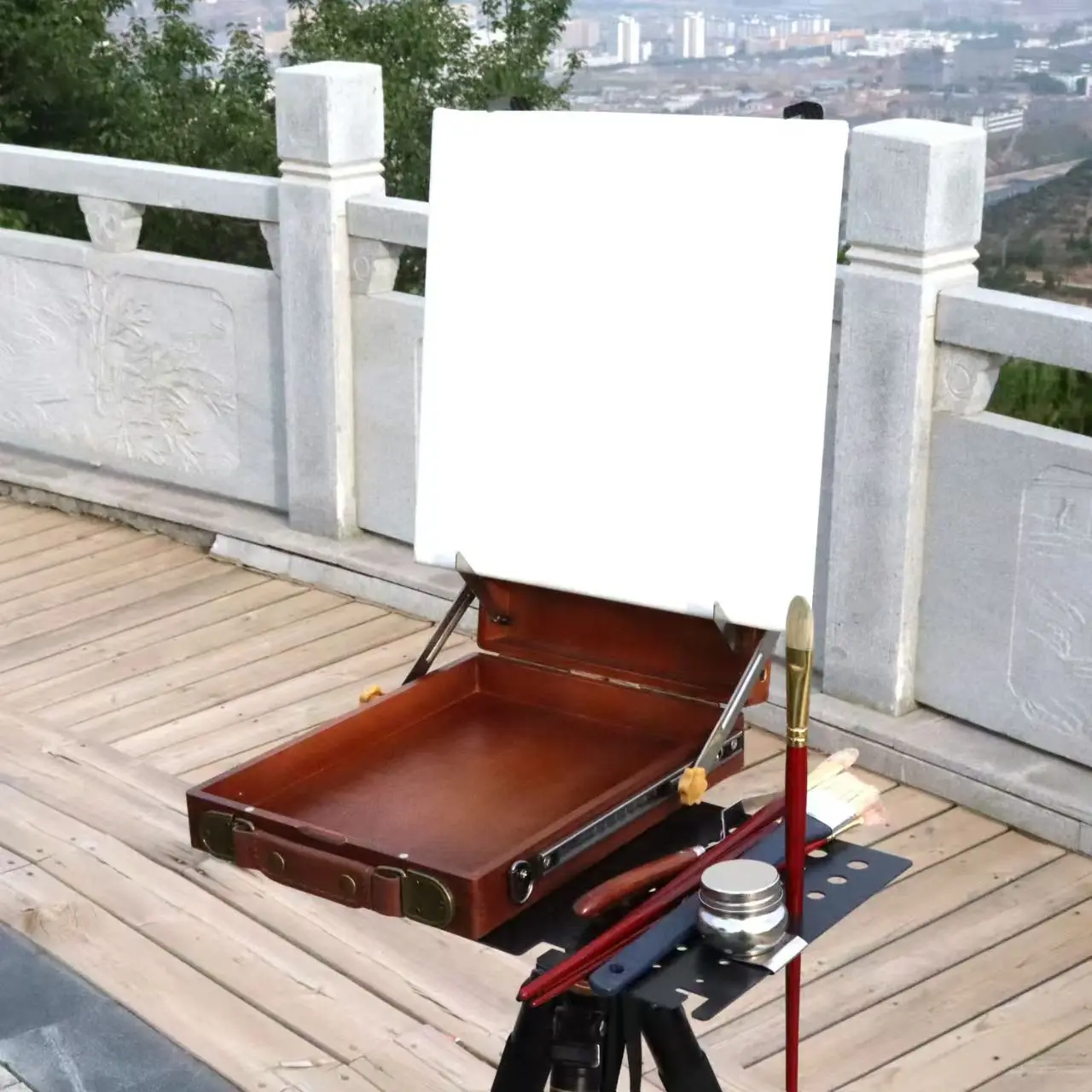 Scatola per pittura Schizzi all'aperto Cavalletti portatili per pittura a olio da viaggio per donne con treppiede 3