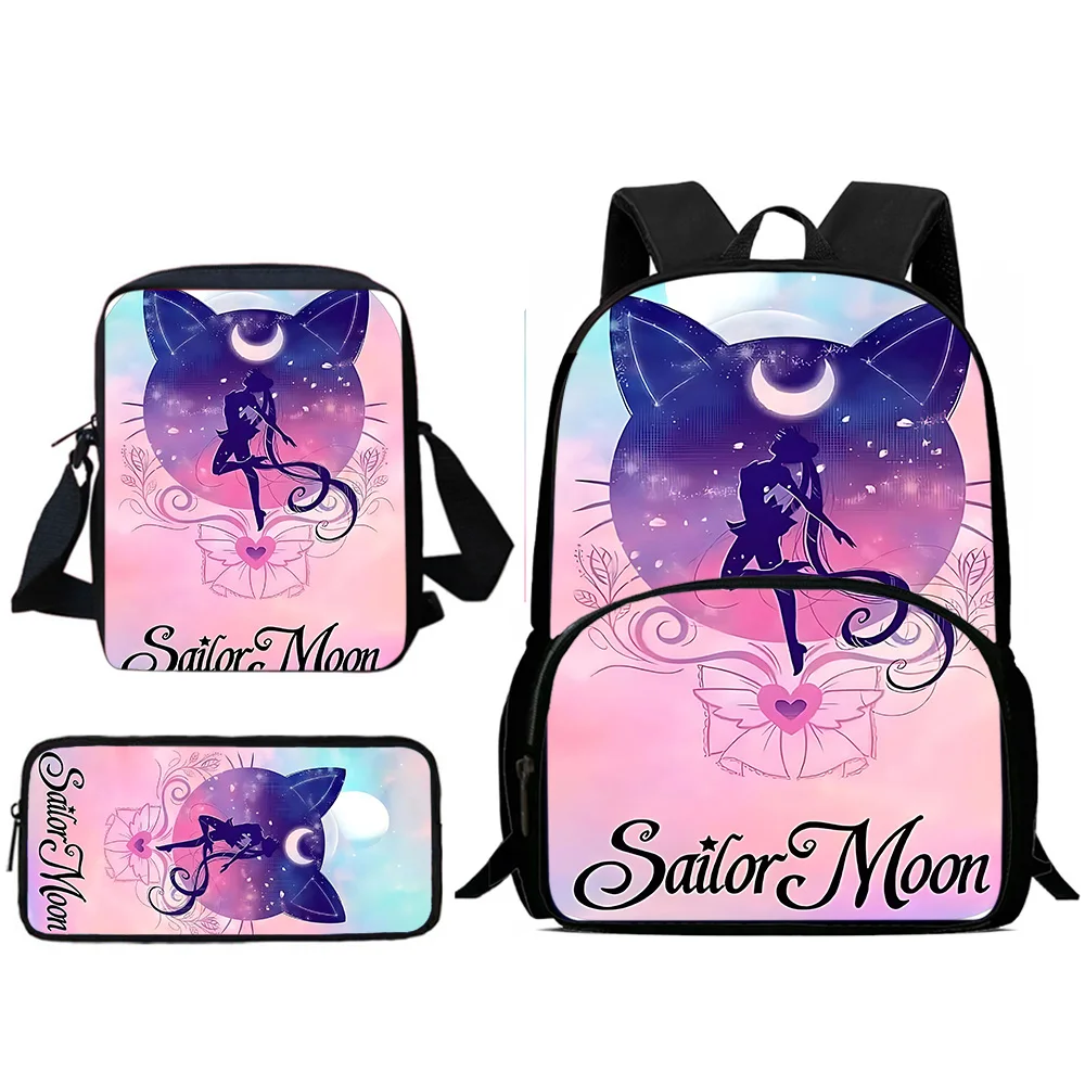 Zaini per bambini Cartoon Magic Sailors Moons Borsa a tracolla Astuccio per matite Borse da scuola per alunni di grande capacità per ragazzi e ragazze Miglior regalo 2