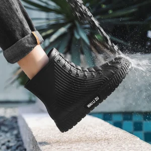 Scarpe impermeabili versatili casual a canna corta Uomo Donna Foderate con pile Calore antiscivolo Stivali da pioggia all'aperto resistenti all'usura 1