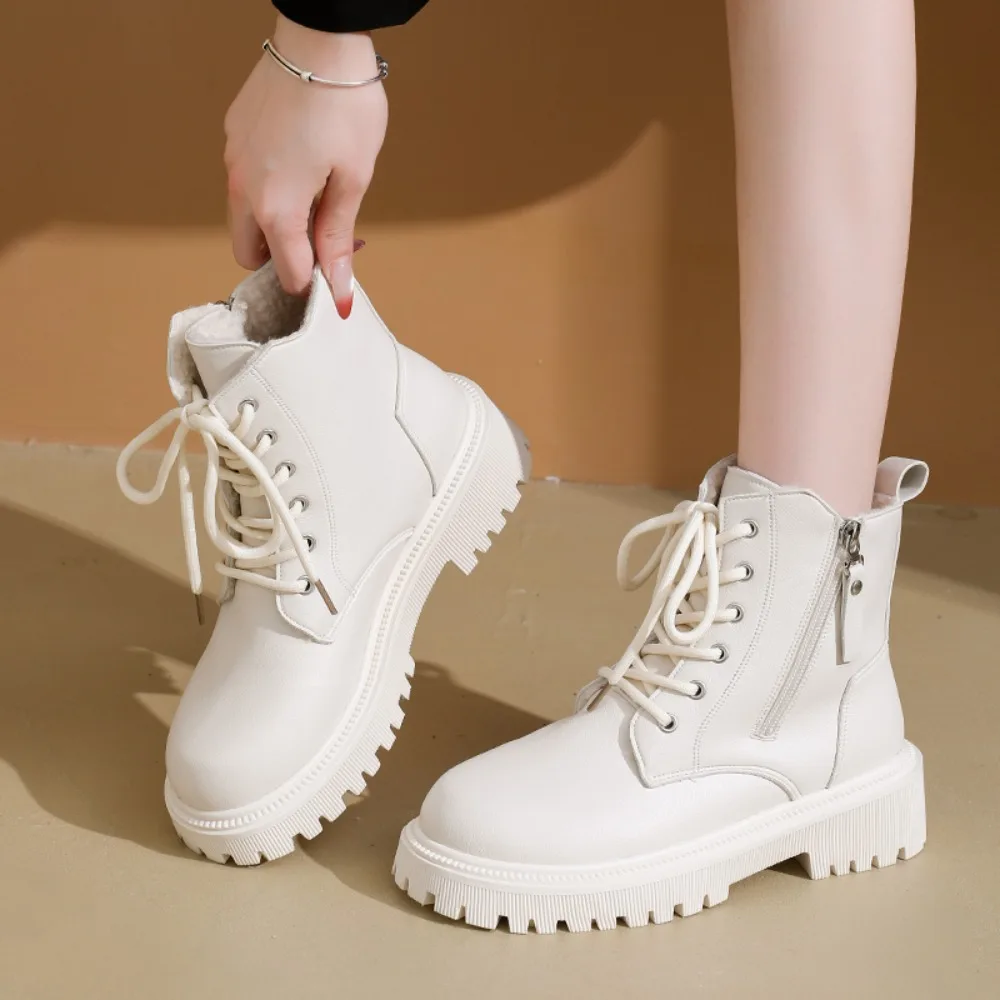 Stivali da cavaliere invernali eleganti e sexy Nuovi stivaletti da donna alla moda comodi e caldi in velluto con punta tonda tinta unita 2