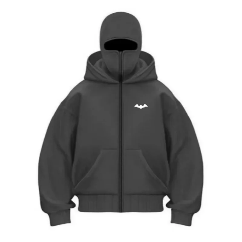 Nuova felpa con cappuccio balaclava retrò Y2k hip hop per uomini e donne, felpa ninja 4f, felpa con cerniera per coppie autunno/inverno Conforta 3
