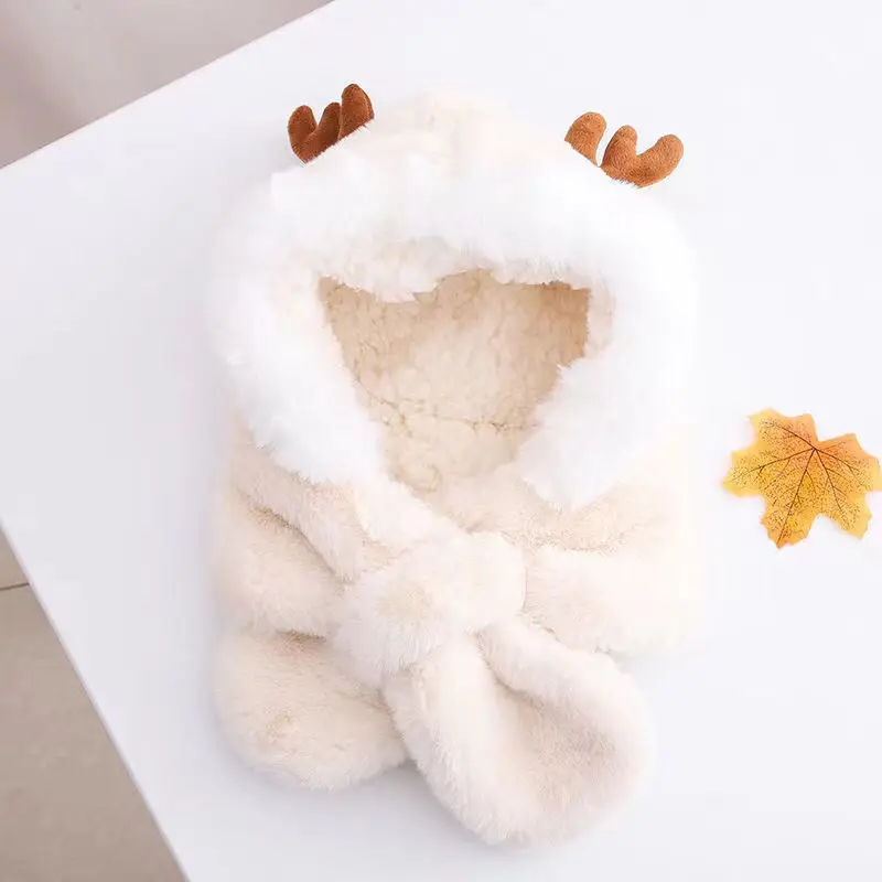 Cappelli invernali per bambini sciarpe integrate uomini e ragazze addensati warm baby cute baby antlers berretto antivento per la protezione dell'orecchio 5