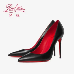 Tacchi da donna Nero opaco Tacchi alti tendenza 2025 donna elegante con tacco Décolleté di lusso Fondo rosso lucido Scarpe a punta sexy Scarpe da ballo 44 1