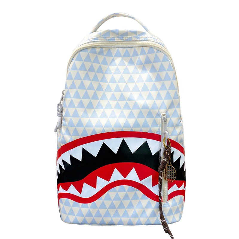 Nuovo elegante zaino con stampa graffiti di squalo per adolescenti, versatile, versatile, alla moda quotidiana, per campus, borsa per laptop, mochilas de hombre сумка 4