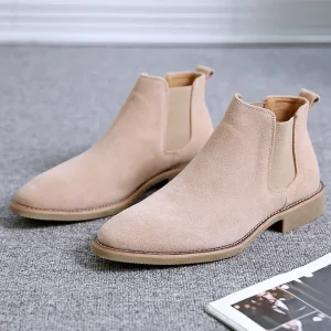 Stivaletti Chelsea classici retrò da uomo Pelle scamosciata di mucca Vera pelle Stivaletti alla caviglia alla moda da uomo Scarpe casual alte da uomo 1