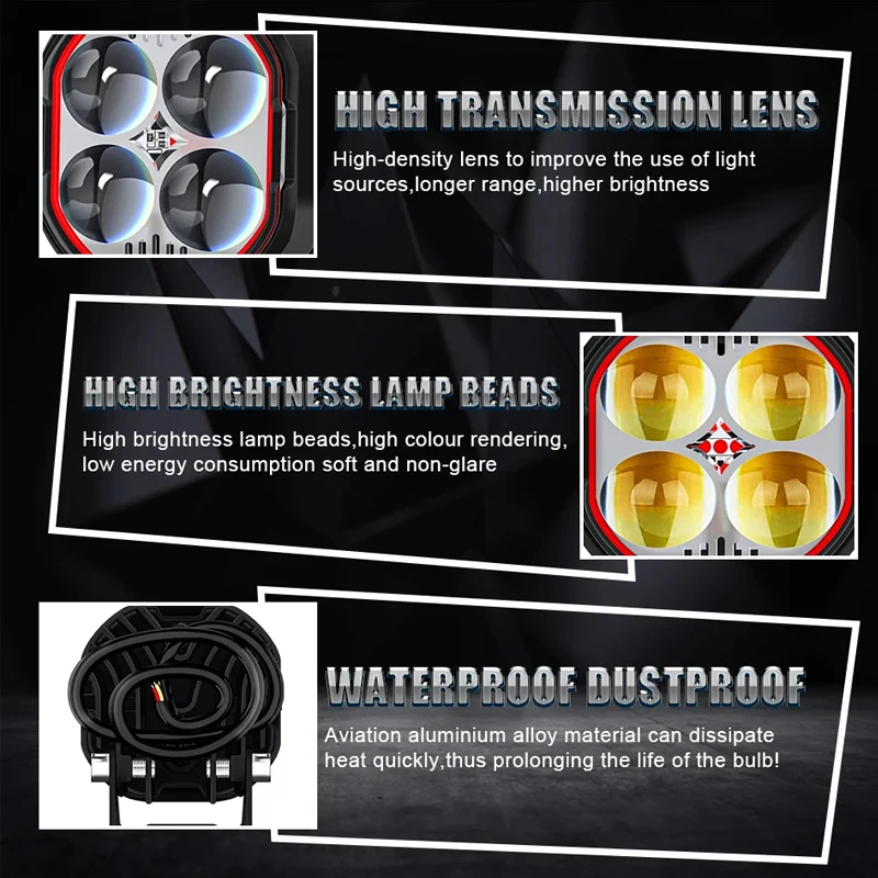 Faretti per moto led rosso da lavoro fendinebbia Fari ausiliari per moto luci aggiuntive accessori per moto 5