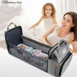 Borsa per mamma pieghevole Lettino per culla pieghevole portatile leggero Zaino per bambini di grande capacità Borsa per mummia per mamma femminile 1