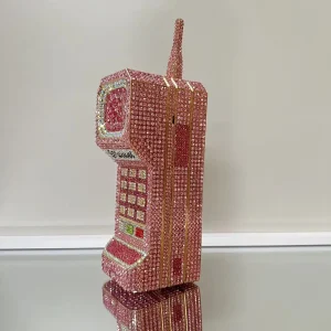 XIYUAN Borse da sera con diamanti a forma di telefono cellulare per donna Splendidi borsette e borsette metalliche con diamanti scintillanti Festa di nozze 1