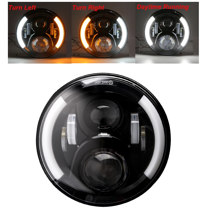 Faro moto LED da 7 pollici per Harley Touring Ultra Classic Electra Street Glide Road King Yamaha Faro moto 3