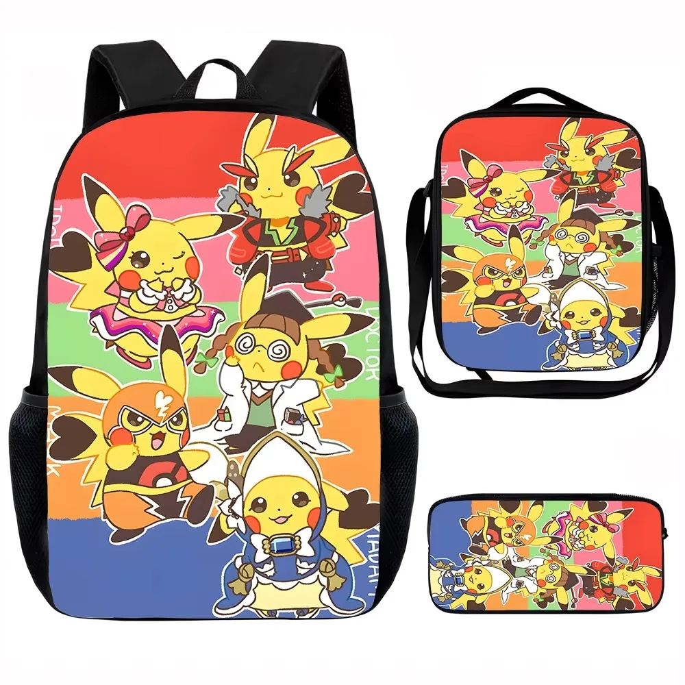 Zaino scolastico per bambini Cartoon P-poke-mons, borse per il pranzo, borse per matite, borse per la scuola per ragazzi e ragazze, miglior regalo 1