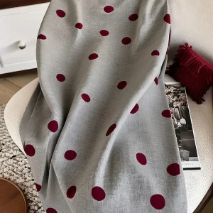 Gonne lunghe a trapezio a tubo dritto a pois grigi per le donne Primavera nuova elegante gonna longuette sottile a vita alta vintage francese femminile 1