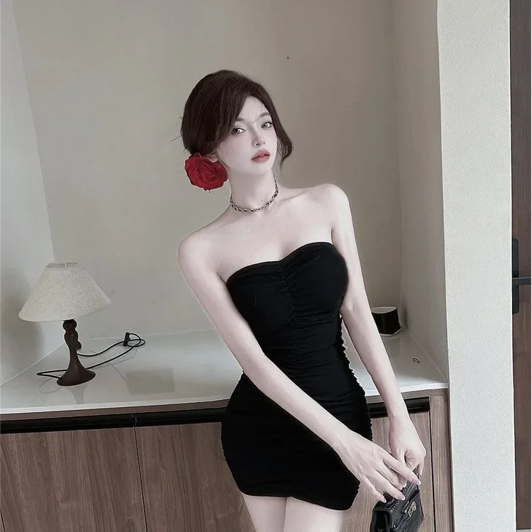 Abito slim fit sexy primavera estate monospalla abito a trapezio abito senza spalline con top a tubo Pure Desire Abito da ragazza calda dimagrante 3