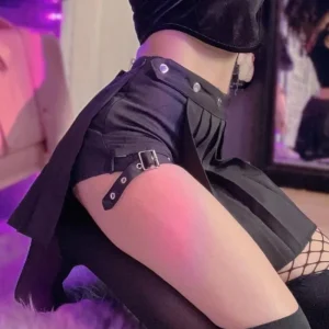 2024 Emo Alt Y2k Dark Goth Cyber Gonna Donna Streetwear Harajuku Grunge Punk Clubwear Anello per le gambe Patchwork Scava Fuori Gonna Pantaloncini 1