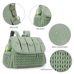 Borsa madre ricamata trapuntata Borsa monospalla alla moda Borsa per pannolini impermeabile con isolamento termico esterno Cinghie staccabili 1