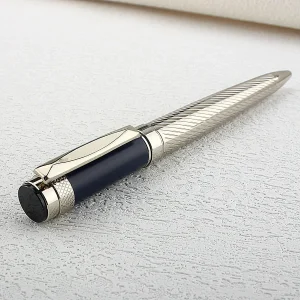 1 penna a sfera/roller in metallo di lusso per PC, scrive in modo fluido con inchiostro blu, corpo in metallo e stile aziendale 1