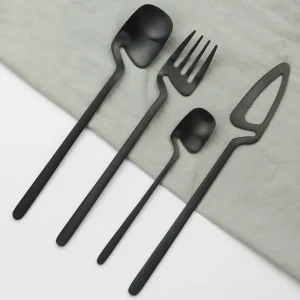 Nero opaco Posate Set 18/10 In Acciaio Inox Cena Tavola Set di Posate Coltello Forchetta Cucchiaio Piatti E Posateria Set Partito Argenteria Set 1