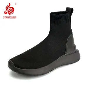 STRONGSHEN Autunno Inverno Donna Calzini Stivali con la suola spessa Mesh Traspirante Scarpe da ginnastica da donna Casual Stivaletti Donna Botas De Mujer 1