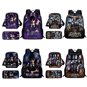 Zaini per bambini Commedia horror americana Mercoledì Astuccio per matite a spalla Borse da scuola per alunni di grande capacità per ragazzi e ragazze Miglior regalo 1