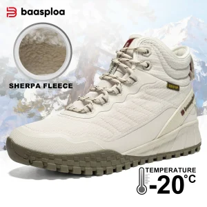 Baasploa Scarpe da ginnastica invernali da donna Stivali da neve caldi in peluche Scarpe impermeabili antiscivolo Stivali da esterno da donna Scarpe da passeggio 1
