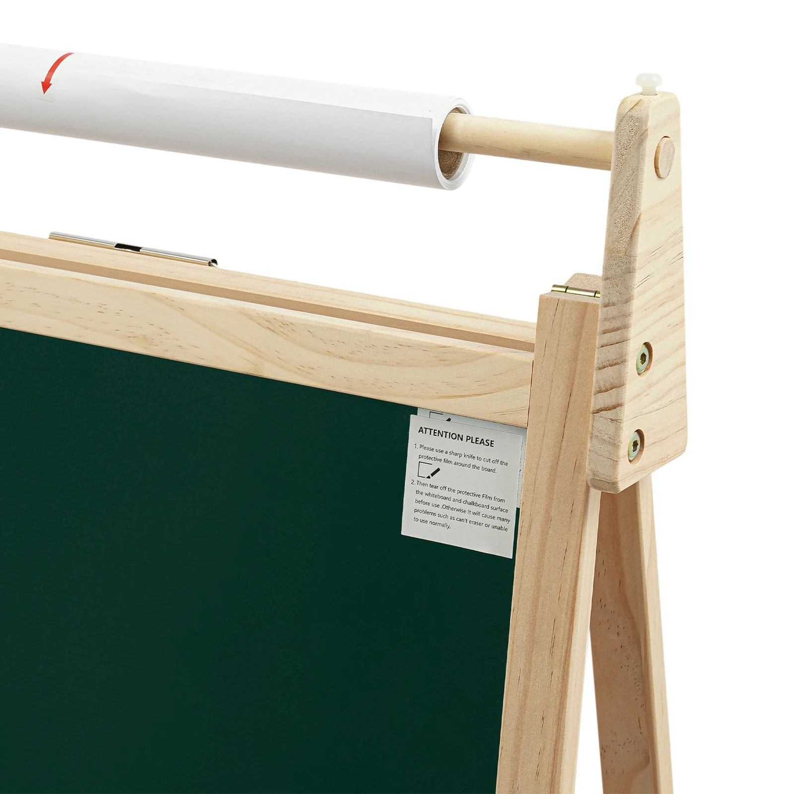 Cavalletto artistico bifacciale con gesso, gomma da tavola, altezza regolabile 85-144 cm, da utilizzare nelle asilo, le camerette dei bambini, colore legno 6