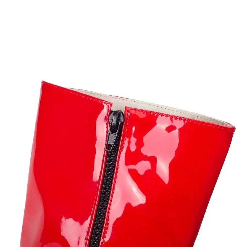 Stivali alti al ginocchio moda Scarpe da donna 2025 Stivali alti da donna autunno inverno Nero Bianco Rosso Scarpe lunghe da donna di grandi dimensioni 47 5