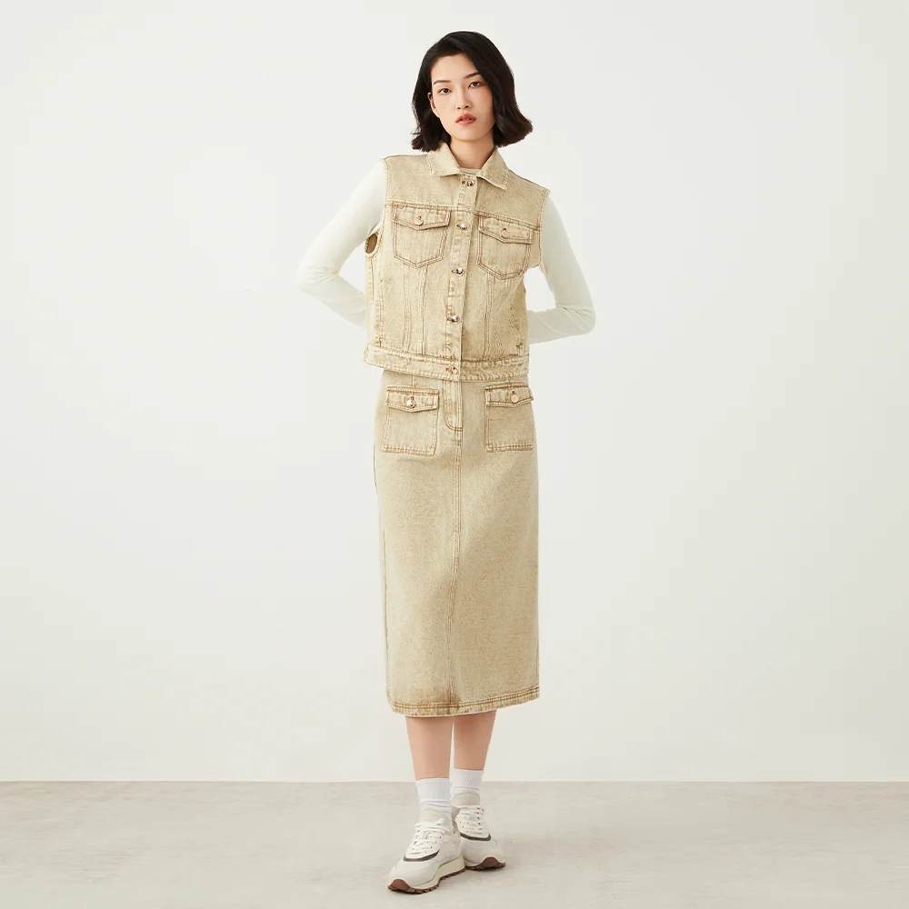 K2261W gonne lunghe in puro cotone di alta qualità da donna di lusso per gonne Jeans denim da donna 4