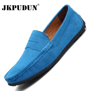Scarpe da uomo in vera pelle di marca di lusso Casual Slip on mocassini formali da uomo mocassini italiani neri blu scarpe da guida maschili JKPUDUN 1