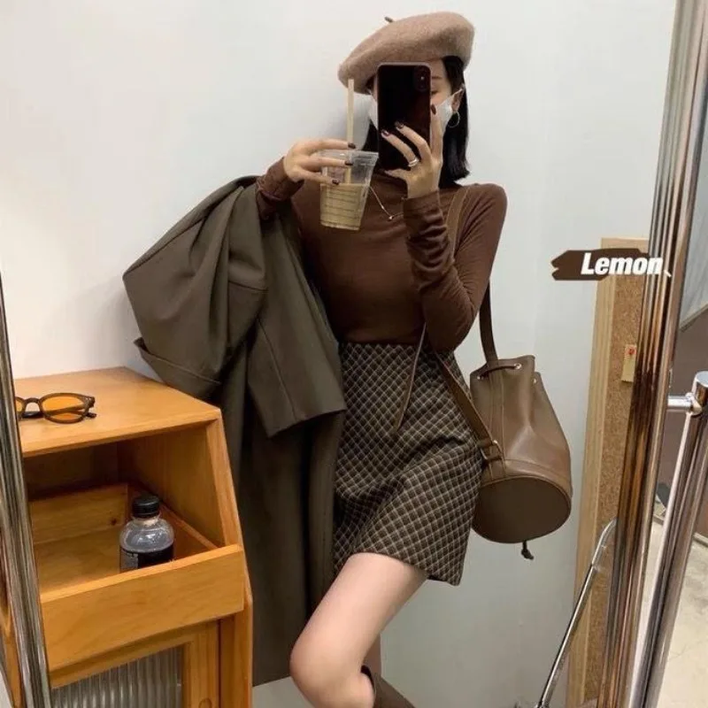 Vestiti per le donne Vintage classico stampa scozzese a vita alta gonne eleganti estate femminile moda coreana sottile una linea minigonna Saia 4